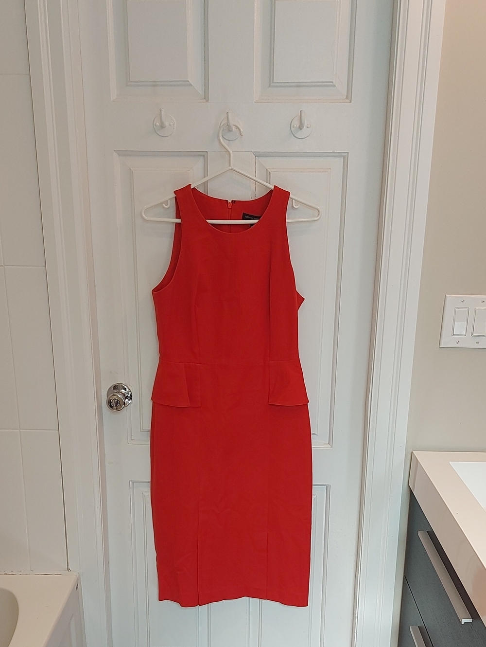 Banana Republic Red Sleeveless Peplum Midi Dress